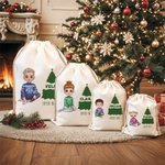 Sac Cadeau à Cordon Personnalisé avec Personnage de Dessin Animé Texte et Nom Cadeau Noël pour Enfants Famille et Amis