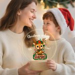 Personalized Cute Christmas Deer LED Night Light with Wooden Base and Name Nursery Decor Birthday Holiday Gift for Kids