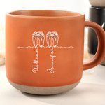 Personalised Minimalist 1-6 Footprints Line Art 12 oz Ceramic Mug with Names Daily Use Anniversary Birthday Gift for Family