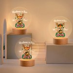 Personalized Cute Christmas Deer LED Night Light with Wooden Base and Name Nursery Decor Birthday Holiday Gift for Kids