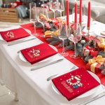 Tovagliolo natalizio personalizzato in 100% cotone con cappello di Natale iniziale e personaggio regalo per famiglia