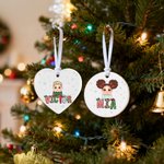 Personalized Cartoon Character Christmas Hat Ceramic Ornament with Name Home Tree Decor Christmas Gift for Boys Girls