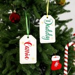 Personalized Stars Embroidered Name Felt Fabric Stocking Tag with Ribbon Christmas Decor Christmas Gift for Family Friends