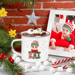 Personalised Christmas Cartoon Character Kid 12 oz Colored Rim Enamel Mug with Name Christmas Gift for Boys and Girls