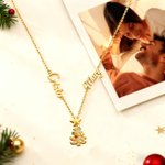 Personalisierte Weihnachtsbaum 2-18 Birthstones Halskette mit Namen Dainty Schmuck Weihnachtsgeschenk für Mama Oma Frau