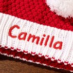 Personalisierte Weihnachtsmütze mit gesticktem Namen Weiche und Plüsche Strickmütze Weihnachtsgeschenk für Damen Herren Kinder Familie