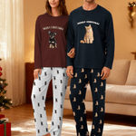 Personalized Multicolor Pet Face Soft Long-Sleeve Lounge Pajama Set with Text Birthday Gift for Pet Lovers Owners