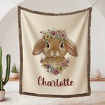 Personalized Boho Farm Animal Soft Baby Blanket with Name and Tassels Birthday Baby Shower Gift for Newborns New Parents