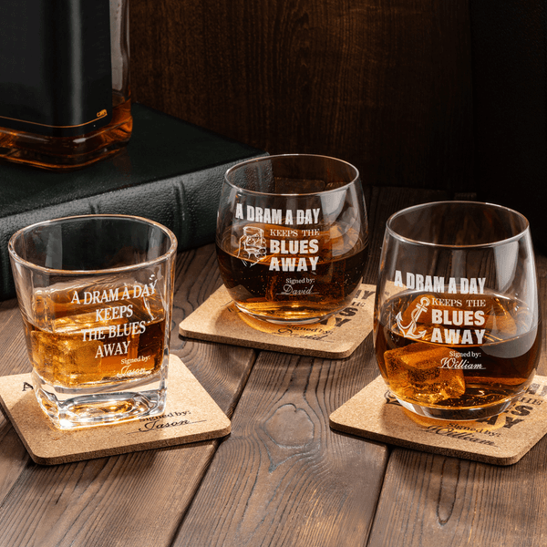 Personalised Vintage Guitar Anchor Whiskey Glasses with Laser Engraved Name Birthday Father's Day Christmas Gift for Grandpa Dad Whiskey Lover