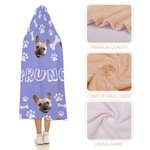 Personalized Multicoloured Pet Photos Soft Hooded Blanket with Name Home Decor Birthday Christmas Gift for Pet Lovers
