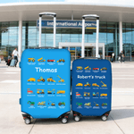 Personalised Multicolor Construction Lorry Travel Luggage Cover Fits 18-32 Inches Suitcase with Name Travel Accessories Birthday Gift for Boys Girls