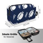 Personalisierte Fußball-Basketball-Motiv Tragbare Kulturtasche mit Namen und Reißverschluss Reisezubehör Geburtstagsgeschenk für Ballsportliebhaber