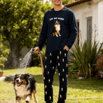 Personalized Multicolor Pet Face Soft Long-Sleeve Lounge Pajama Set with Text Birthday Gift for Pet Lovers Owners