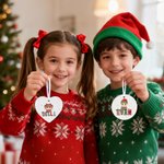 Personalized Cartoon Character Christmas Hat Ceramic Ornament with Name Home Tree Decor Christmas Gift for Boys Girls