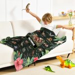 Manta suave personalizada con temática de dinosaurio selva volcán y nombre regalo de cumpleaños y Navidad para amantes de los dinosaurios