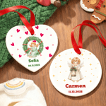 Personalised Christmas Angel Christmas Ceramic Ornament with Name and Date Tree Home Decor Christmas Gift for Family Friends