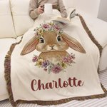 Personalized Boho Farm Animal Soft Baby Blanket with Name and Tassels Birthday Baby Shower Gift for Newborns New Parents