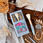 Personalized Let's Go Girls Western Style Makeup Brush Travel Storage Box Set with Name Birthday Wedding Gift for Friends Cowgirls