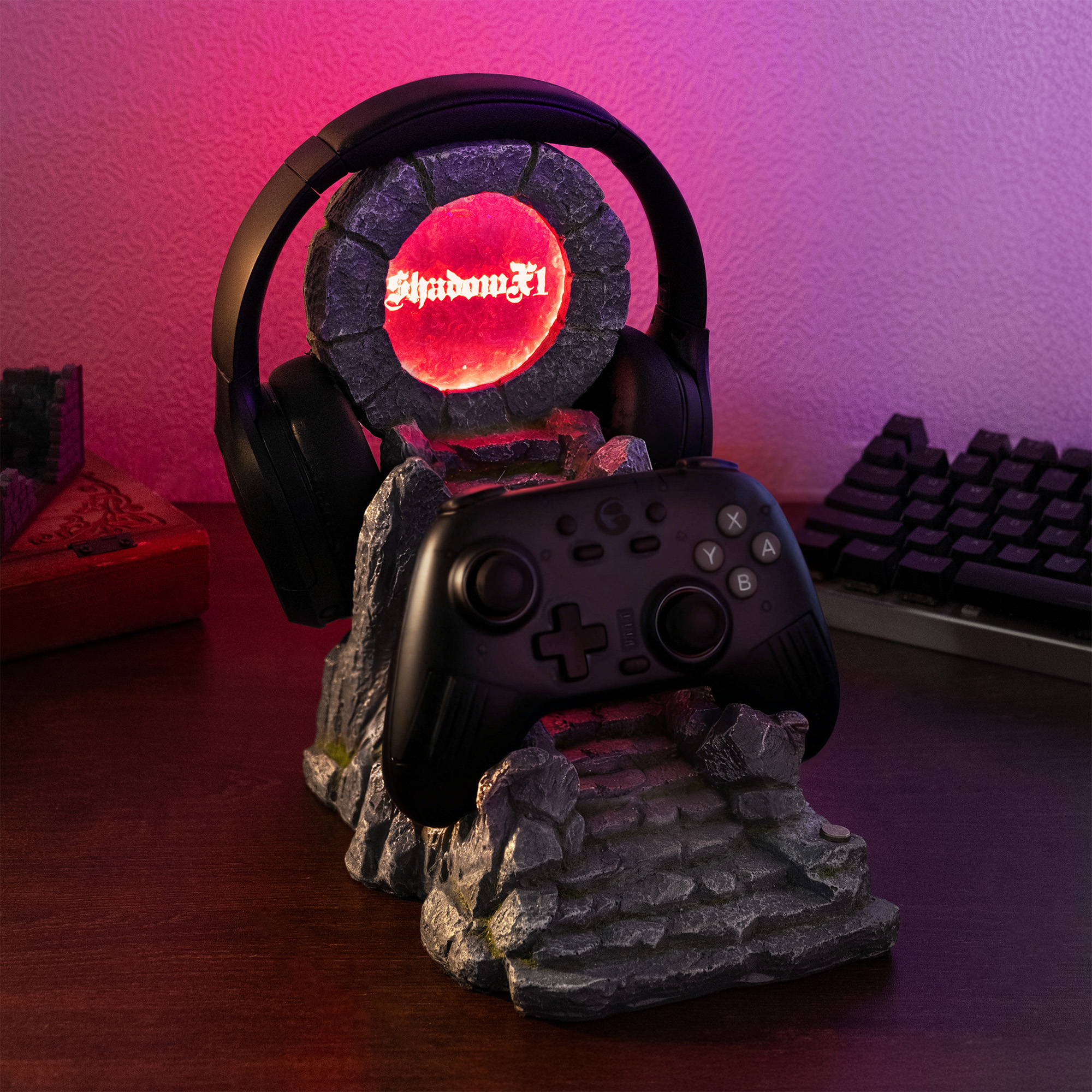 Support LED réglable pour casque et manette avec nom Cadeau d'anniversaire pour les amateurs de jeux vidéo