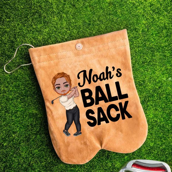 Personalized Cartoon Character Flannel Golf Ball Bag Sack Golf Accessories Funny Birthday Gift for Golfer Golf Player