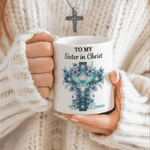 Personalised  Cross Floral Bible Verses 11 oz 15 oz Ceramic Coffee Mug with Name Birthday Baptism Gift for Christians Women