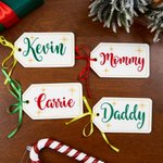 Personalized Stars Embroidered Name Felt Fabric Stocking Tag with Ribbon Christmas Decor Christmas Gift for Family Friends