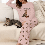 Personalized Multicolor Pet Face Soft Long-Sleeve Lounge Pajama Set with Text Birthday Gift for Pet Lovers Owners