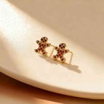 Personalised Romantasy Birthstone Gingerbread Man Stud Earrings Christmas Birthday Anniversary Gift for Woman