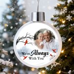Personalized Photo Cardinal Snow Design Christmas Ball Ornament with Text Home Tree Decor Memorial Sympathy Gift for Family