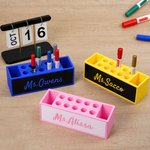 Personalized Multicolor Magnetic Marker Holder with Text Office Accessories Gift Back to School for Educator