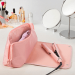 Personalized Birth Flower Bouquet Hair Tools Portable Travel Bag with Name and Heat Resistant Mat Travel Essentials Gift for Women