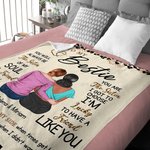Personalized To My Bestie Cartoon Character Back View Leopard Print Soft Throw Blanket with Name Home Decor Christmas Gift for Sisters Besties