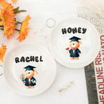 Personalizado lindo oso de graduación de cerámica baratija joyería plato con nombre de burbuja decoración del hogar regalo de graduación para los graduados
