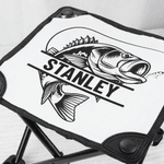Personalized Realistic Fish Pattern Folding Fishing Stool with Name Outdoor Activities Camping Gift for Fishing Enthusiasts