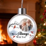 Personalized Photo Cardinal Snow Design Christmas Ball Ornament with Text Home Tree Decor Memorial Sympathy Gift for Family