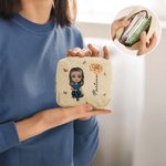 Borsa portaoggetti in velluto a coste personalizzata con nome personaggio e fiore regalo pratico per donne