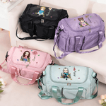 Personalized Cartoon Character Birth Flower Waterproof Large Travel Duffel Bag with Name Birthday Gift for Bookworms Sports Lovers