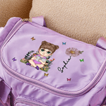 Personalized Cartoon Character Birth Flower Waterproof Large Travel Duffel Bag with Name Birthday Gift for Bookworms Sports Lovers