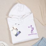 Personalisiertes T-Shirt Sweatshirt Hoodie mit Wunschtext und Line Art Stickerei vom Foto Geburtstag Jahrestag Geschenk für Mütter Väter Freunde