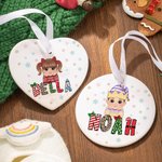 Personalized Cartoon Character Christmas Hat Ceramic Ornament with Name Home Tree Decor Christmas Gift for Boys Girls