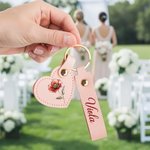 Portachiavi personalizzato in pelle PU a forma di cuore con nome accessorio festa di nozze regalo per donne e damigelle