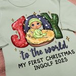 Personalised Joy To The World My First Christmas 100% Cotton Baby Romper Hat Set with Name and Year Christmas Gift for Newborns New Parents
