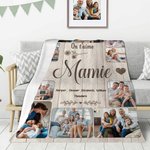 Couverture Personnalisée avec Noms Photos et Textes Décoration de la Maison Cadeau pour Fête des Mères ou Fête des Pères