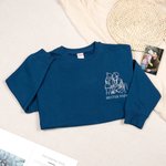 Personalisiertes T-Shirt Sweatshirt Hoodie mit Wunschtext und Line Art Stickerei vom Foto Geburtstag Jahrestag Geschenk für Mütter Väter Freunde