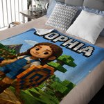 Coperta personalizzata 3D Pixel-Style Photo con nome, regalo di Natale per bambini e amanti dei giochi.