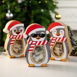Personalized Cute Penguin with Santa Hat Wooden Money Box with Name Christmas Gift for  Kids