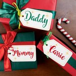 Personalized Stars Embroidered Name Felt Fabric Stocking Tag with Ribbon Christmas Decor Christmas Gift for Family Friends