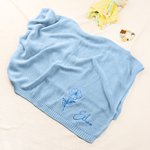 Personalised Multi-Color Embroidered Birth Flower Soft Baby Blanket with Name Birthday Christmas Gift for Newborn Dad Mom
