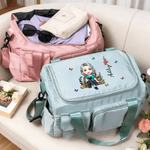 Personalized Cartoon Character Birth Flower Waterproof Large Travel Duffel Bag with Name Birthday Gift for Bookworms Sports Lovers