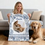 Personalised Pet Photo Toile De Jouy Soft Pet Blanket with Name and Text Birthday Christmas Gift for Pet Owners Lovers